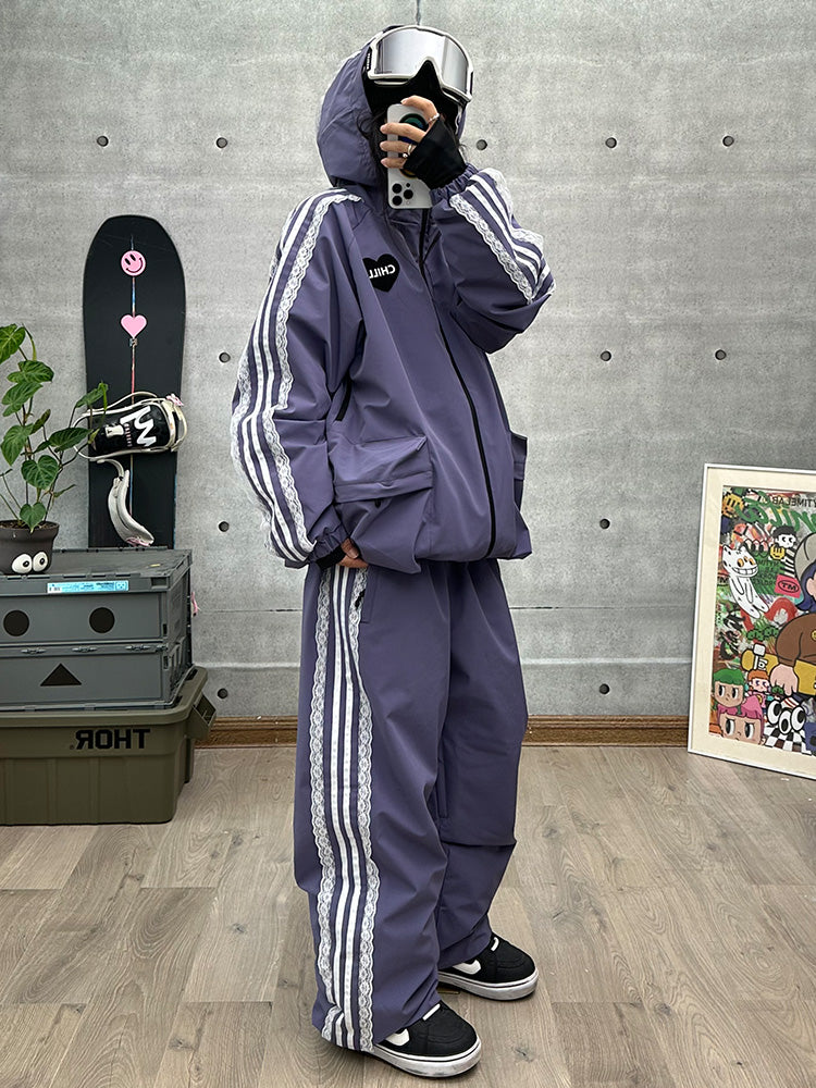 Women's John Snow Lace Stripe Luxe Freestyle Baggy Snow Suit - Image 3