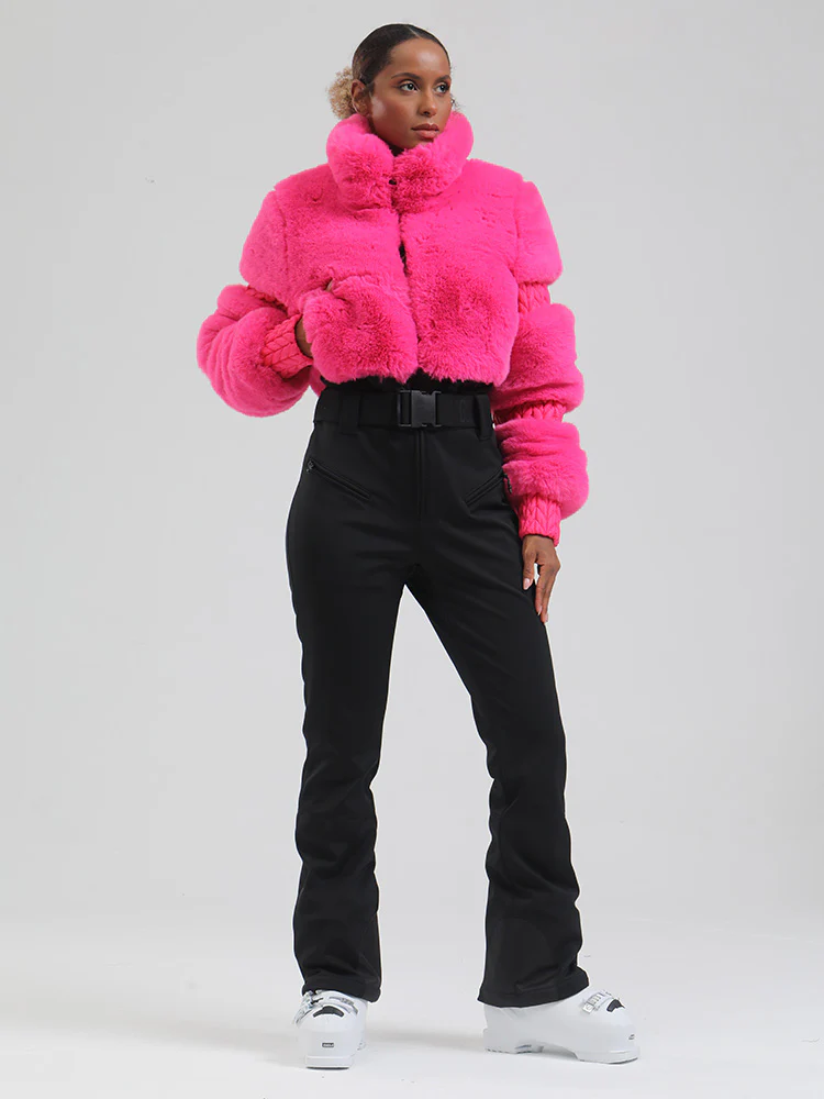 Women's Mountain Chic High Pile Fleece Insulated Winter Fashion Ski Jumpsuit - Image 14