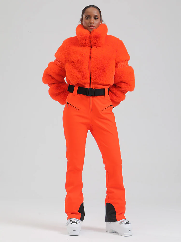 Women's Mountain Chic High Pile Fleece Insulated Winter Fashion Ski Jumpsuit - Image 16