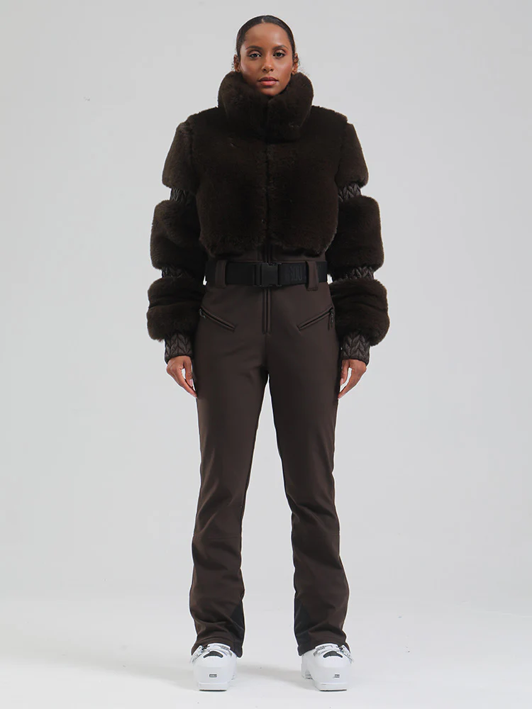 Women's Mountain Chic High Pile Fleece Insulated Winter Fashion Ski Jumpsuit - Image 18