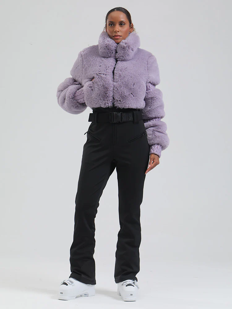 Women's Mountain Chic High Pile Fleece Insulated Winter Fashion Ski Jumpsuit - Image 4