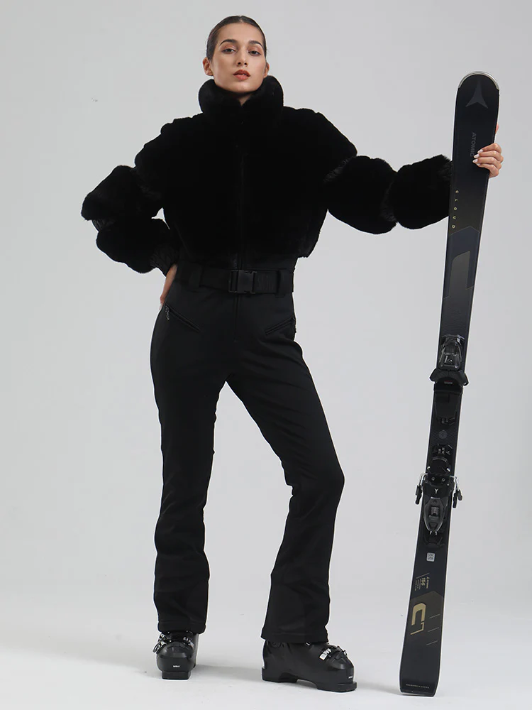 Women's Mountain Chic High Pile Fleece Winter Fashion Ski Jumpsuit - Image 5