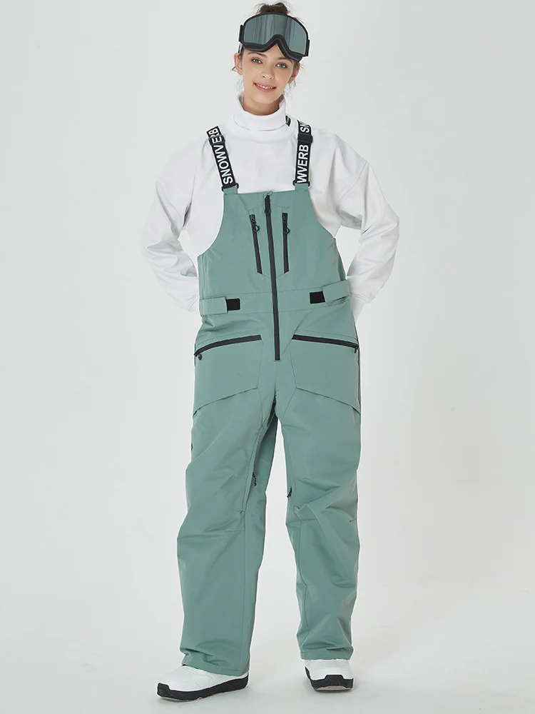 Women's Mountain Freerider Swag Cargo Snowboard Bib Overalls Baggy Snow Pants - Image 3