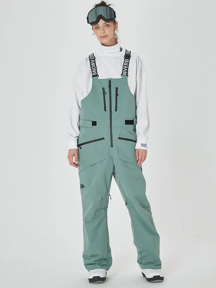 Women's Mountain Freerider Swag Cargo Snowboard Bib Overalls Baggy Snow Pants - Image 4
