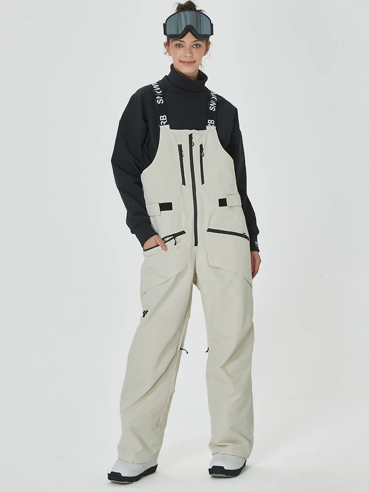 Women's Mountain Freerider Swag Cargo Snowboard Bib Overalls Baggy Snow Pants - Image 6