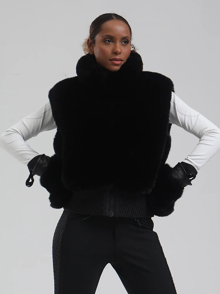 Women's Mountain Luxe High Pile Fleece Winter Fashion Ski Vest - Image 4