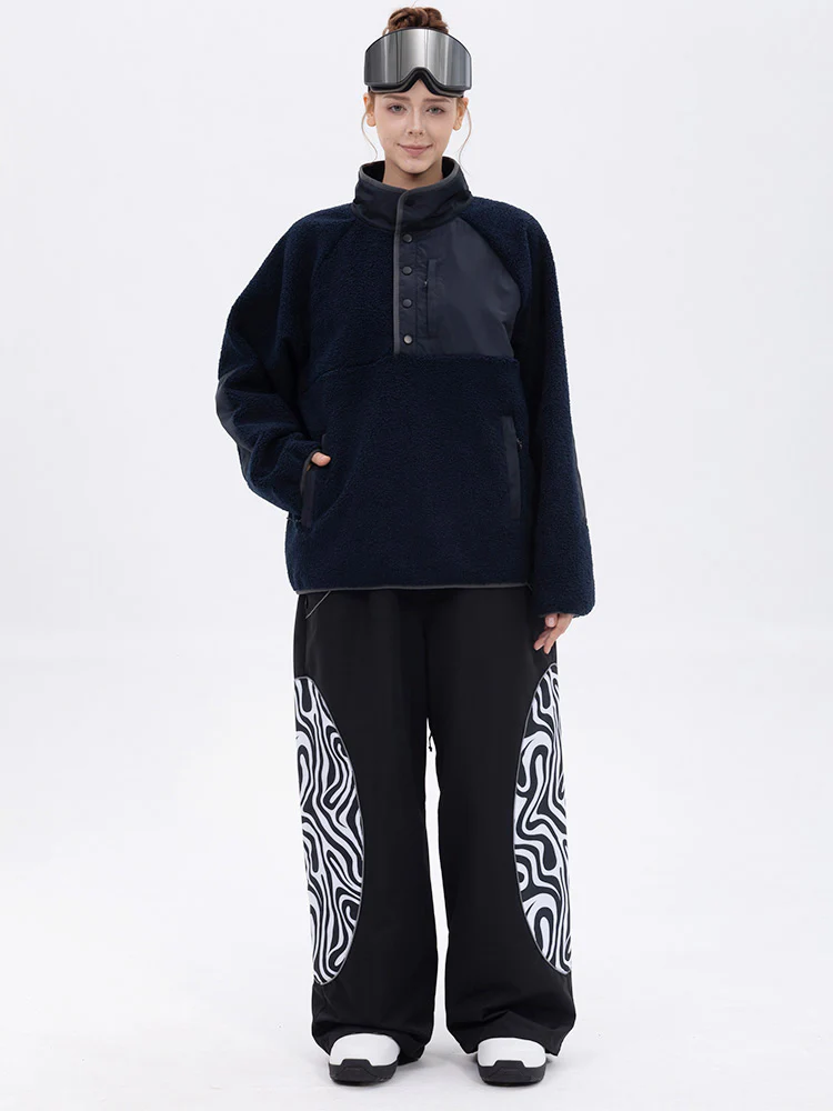 Women's Mountain-Ready Faux Sherpa Fleece Pullover & Swaggy Reflective Cargo Snow Pants - Image 10
