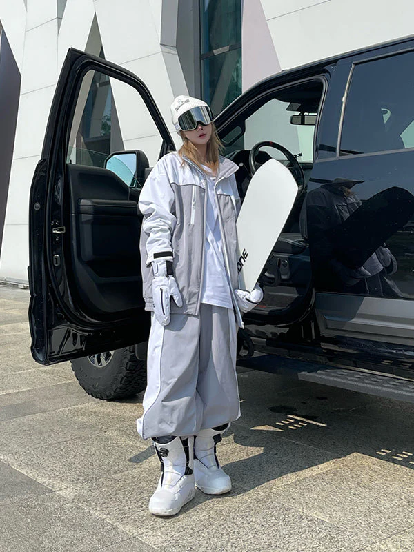 Women's Unisex North White Winter Snow Breaker Snowsuit Jacket & Pants Set - Image 4