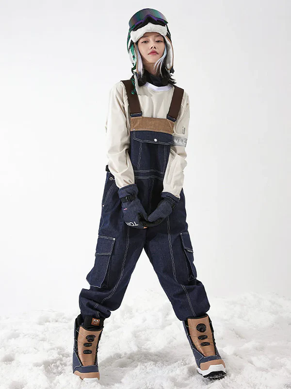 Women's Vector Dusk Denim Cargo Snow Bibs Pants - Image 2